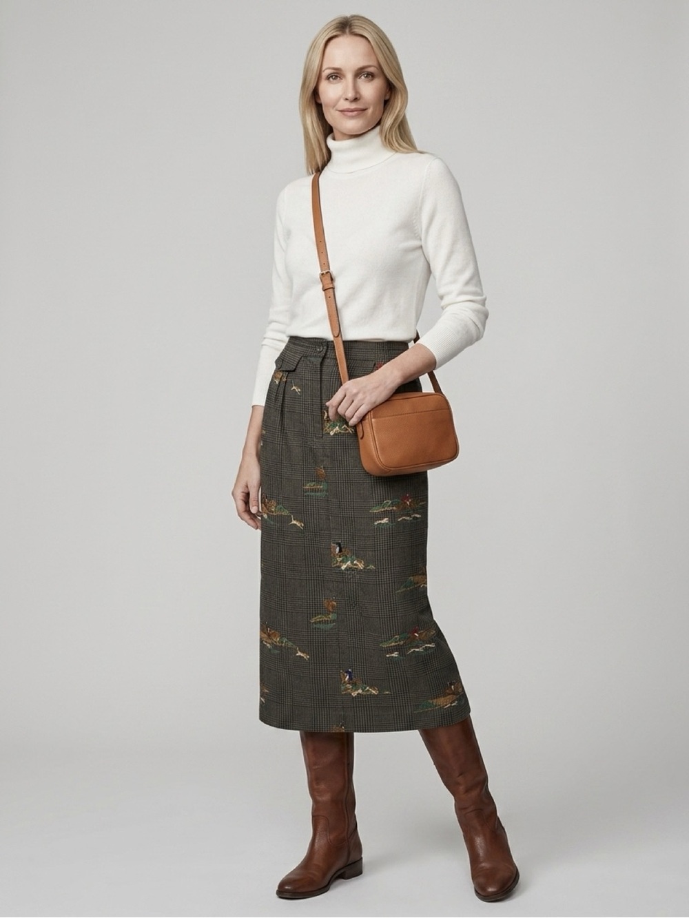 Alexander Campbell Vintage 80s Plaid Equestrian Print Skirt